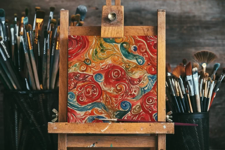 Абстрактная картина с национальными узорами Узбекистана.