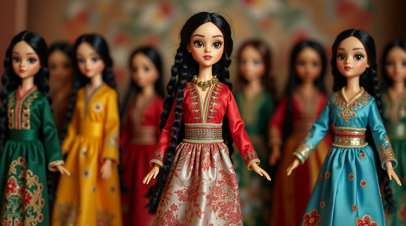 Узбекские куклы в традиционных нарядах на выставке.